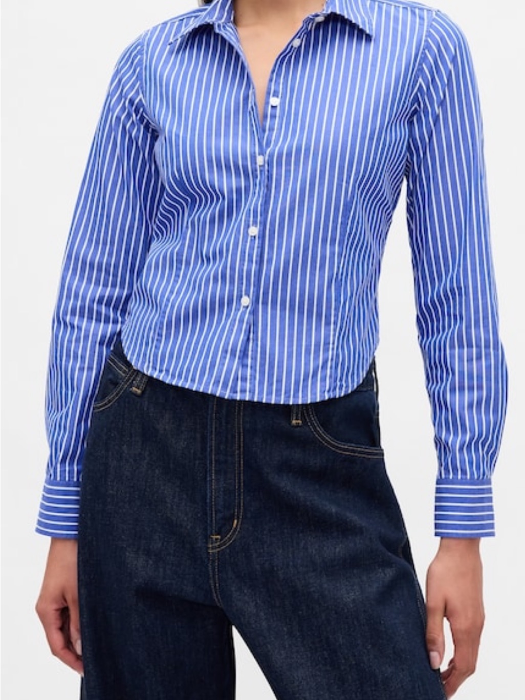 Gap Blue And White Striped Button-Down Shirt